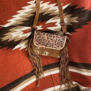 Cowhide Myra Bag Crossbody with fringe